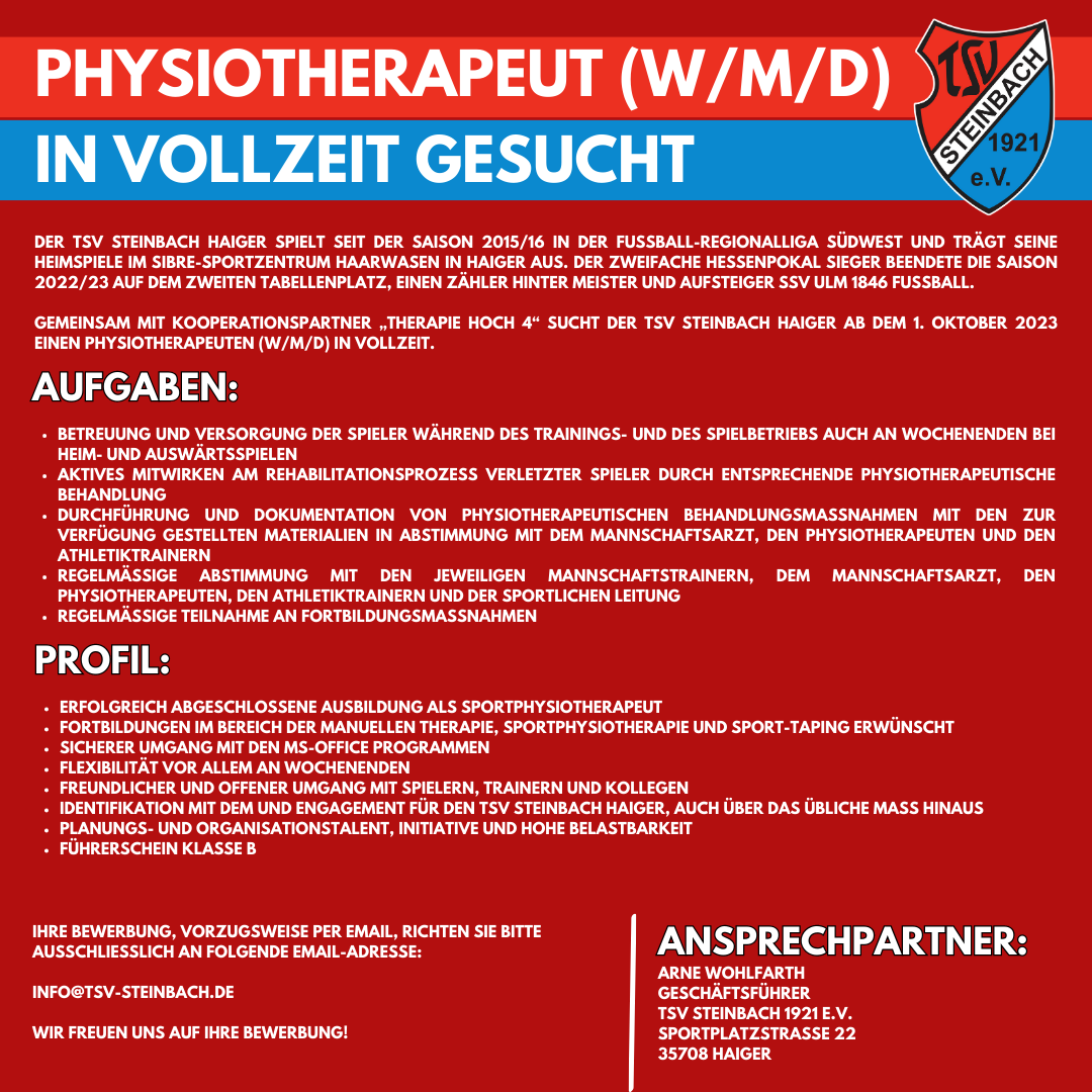 Stellengesuch Physiotherapeut 2023